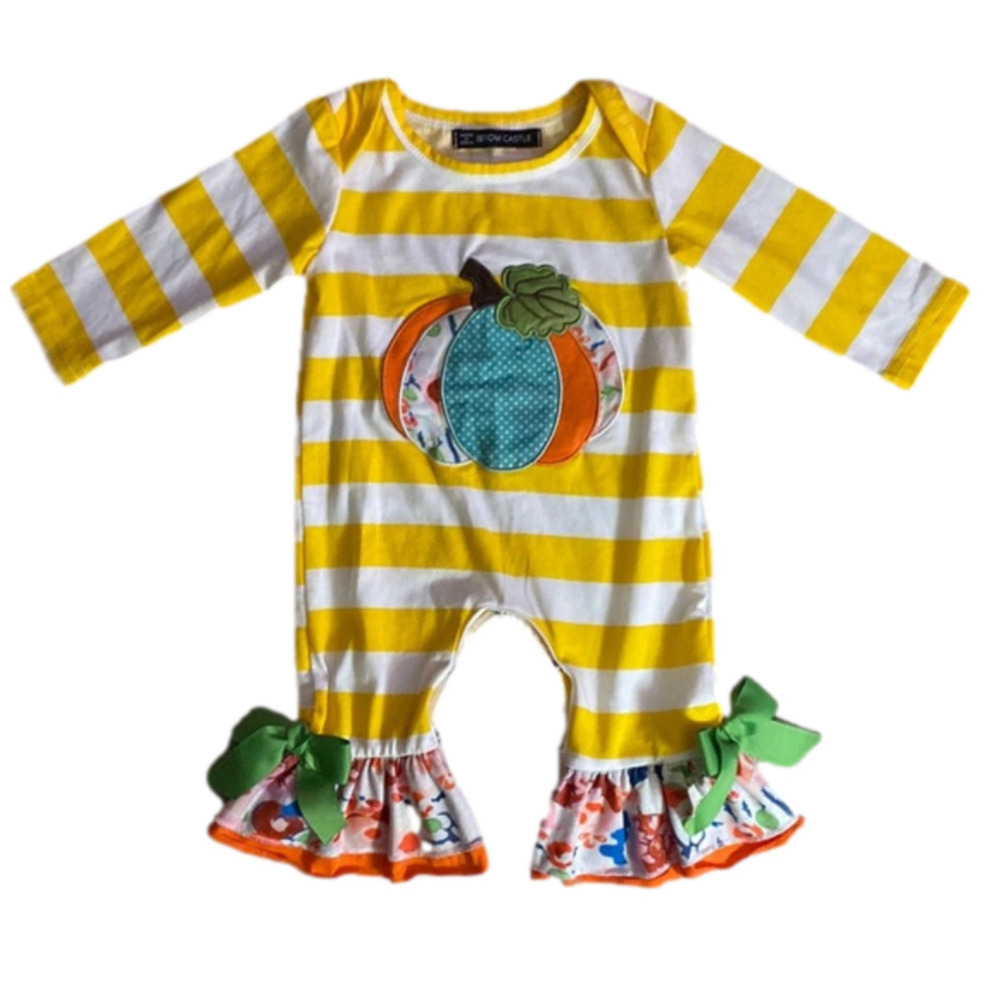 IBTOM Castle ruffle, pumpkin romper Size 12m